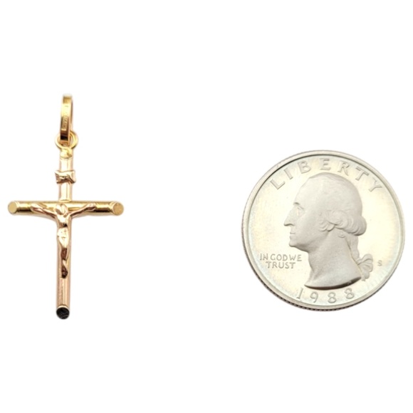 14 Karat Yellow Gold Toothpick Crucifix Pendant #20905 - Picture 7 of 10